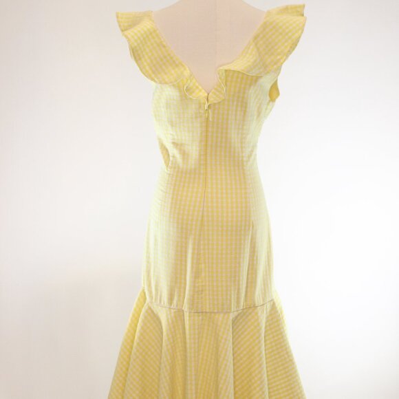 Simkhai Gingham Ruffle V-Neck Yellow Size 10R - Picture 7 of 12